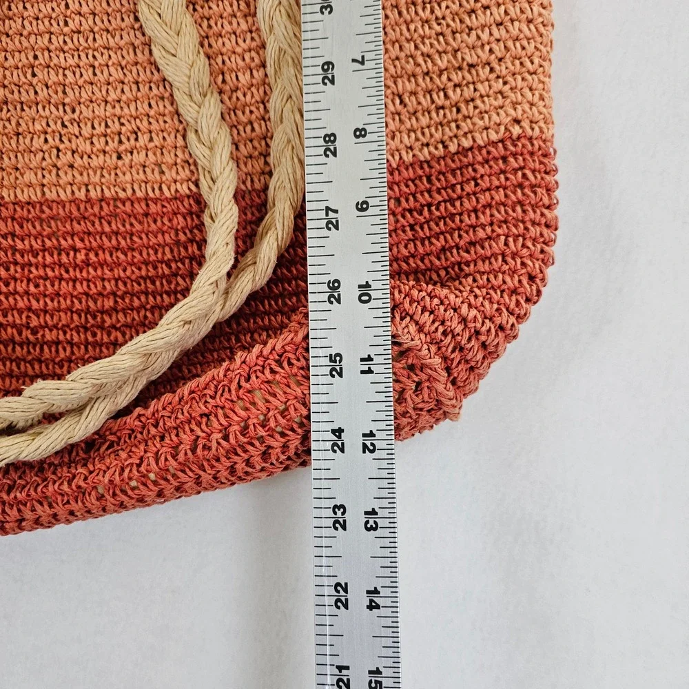 Unbranded Colorblock Straw Tote Bag‎ Sunset Ombre Crochet Beach Bag G50236204